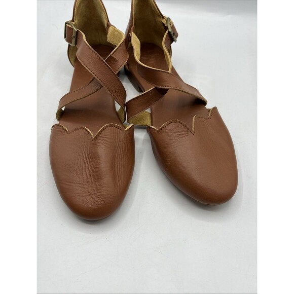 Bali ELF Mangrove Handmade Leather Criss Cross Scalloped Flats size 7 $210 - Picture 7 of 11